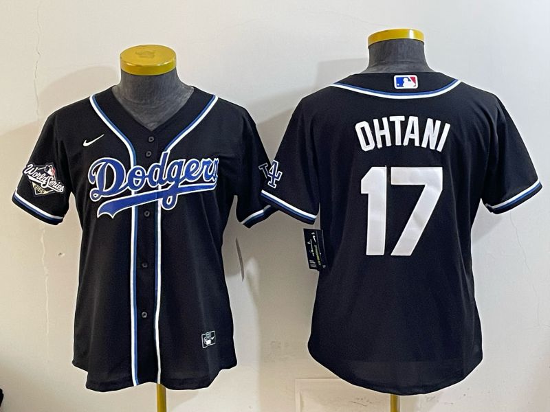 Women Nike 2026 Los Angeles Dodgers #17 Ohtani Black Game MLB Jersey 02->women mlb jersey->Women Jersey